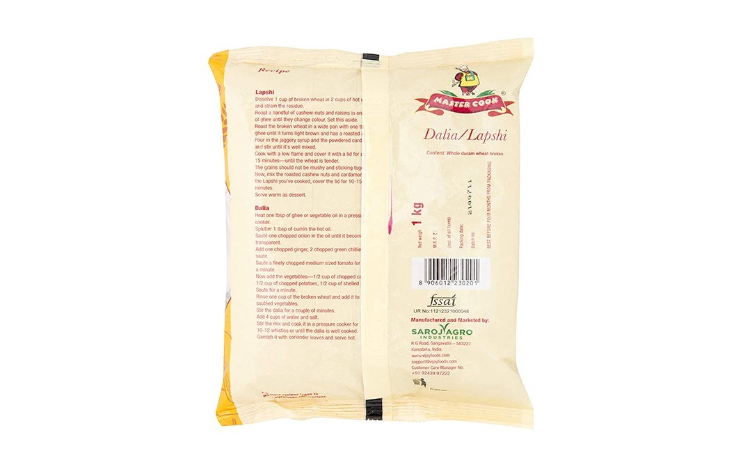 Master Cook Dalia/Lapshi Whole Wheat Broken   Pack  1 kilogram